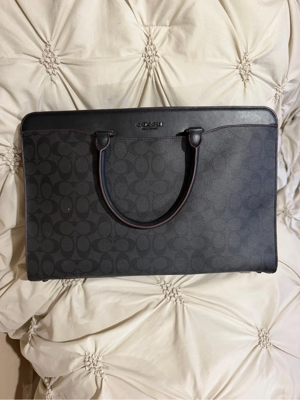Coach Black Signature Monogram Briefcase